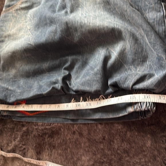 Angels Never Die Logo Denim Bomber Embroidered Sequins Mini Skirt sz S - Picture 6 of 12